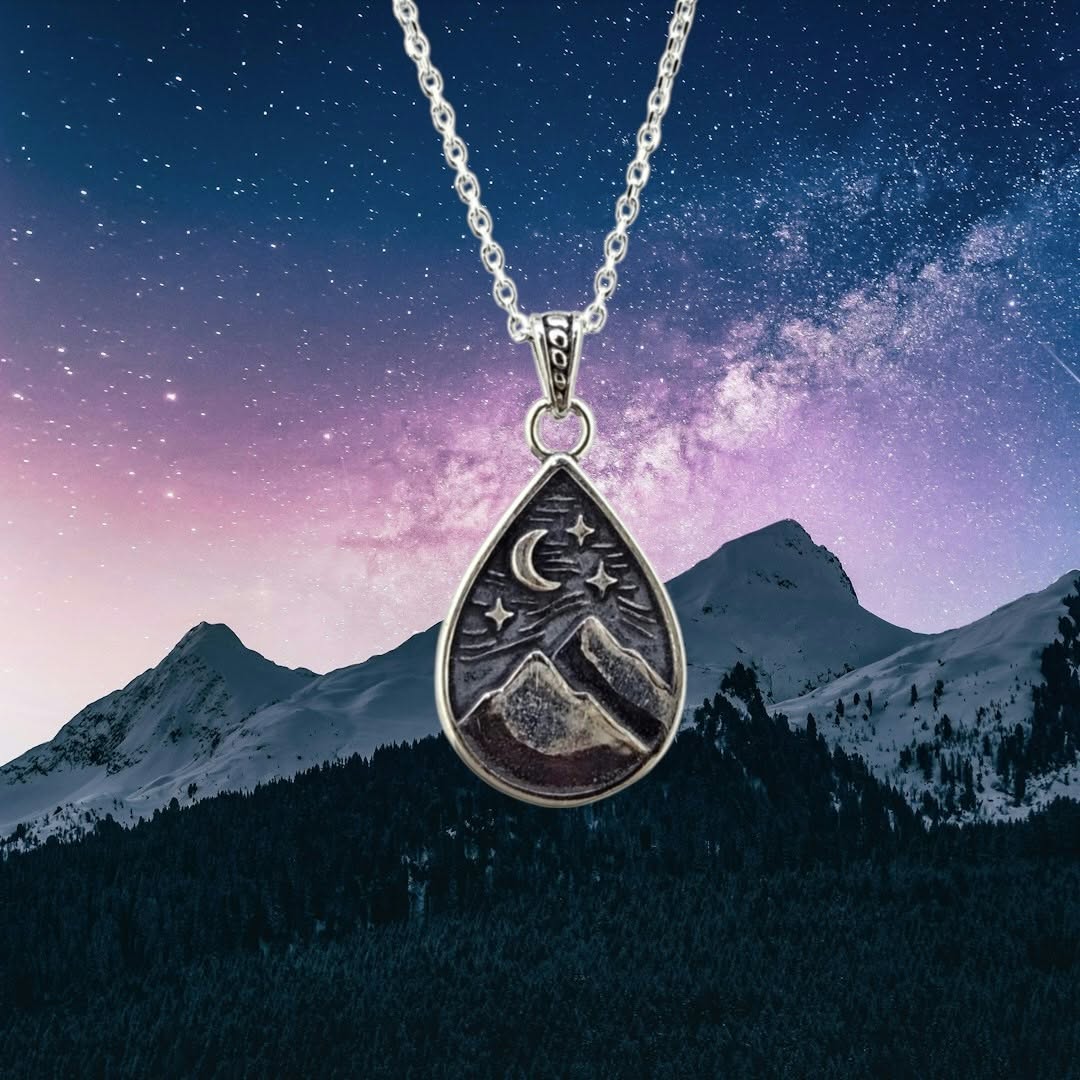 Sterling Mountains and Moon Necklace