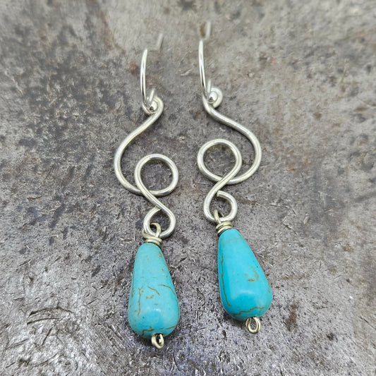 Handmade Sterling Turquoise Earrings