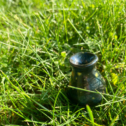 Tiny Brown Stoneware Vase