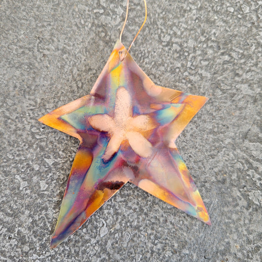 Handmade Flame Painted Star Ornament