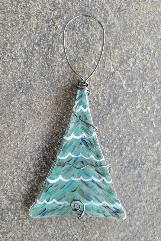 Fused Glass Christmas Tree Ornament Suncatcher