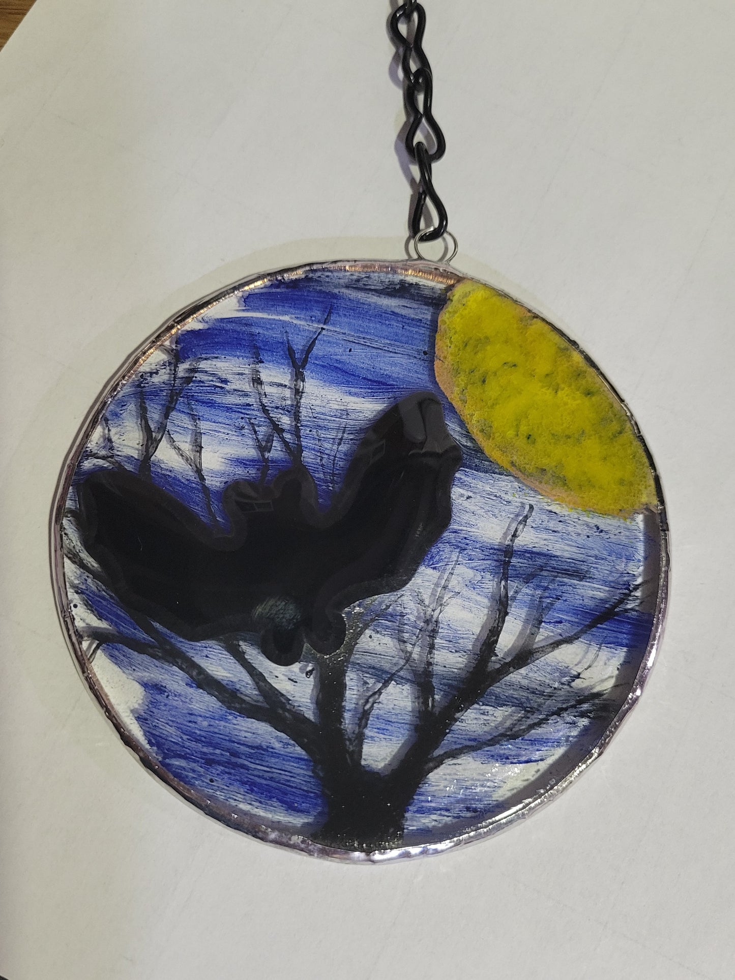Hand Painted Fused Glass Bat Suncatcher
