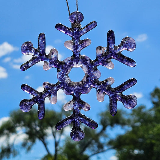 Purple Fused Glass Snowflake Ornament