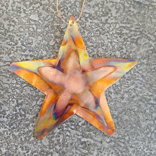 Handmade Flame Painted Star Ornament