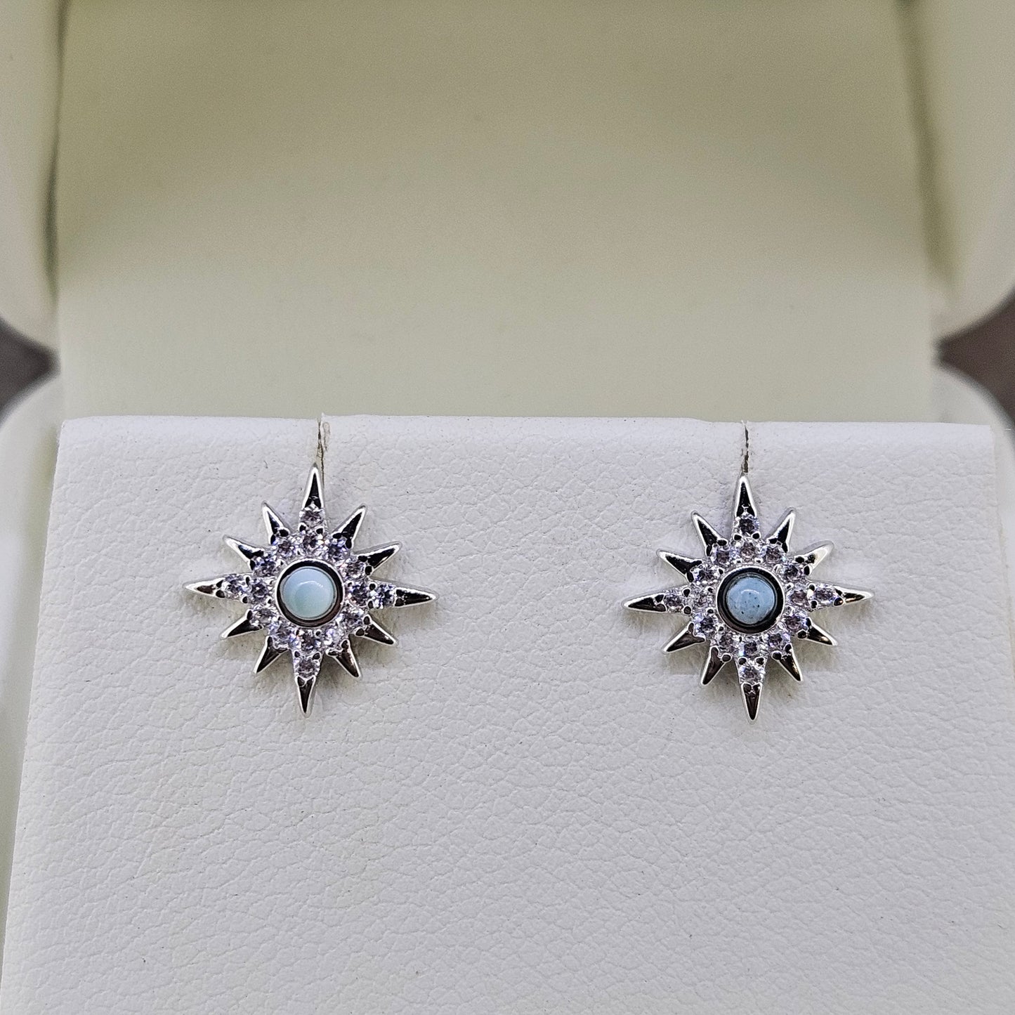 Sterling Larimar Star Earrings