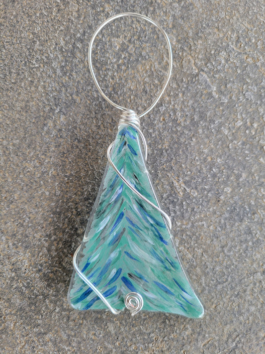 Fused Glass Christmas Tree Ornament Suncatcher