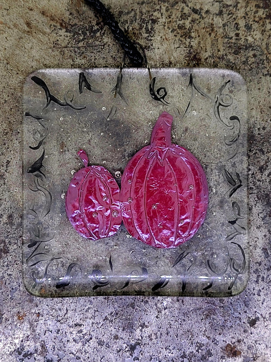 Fused Glass and Copper Pumpkin Hanging