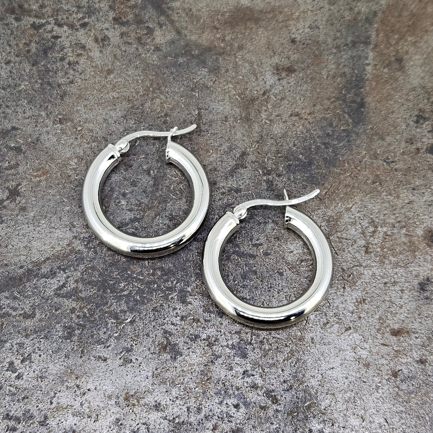 22x4mm Sterling Silver Hoops