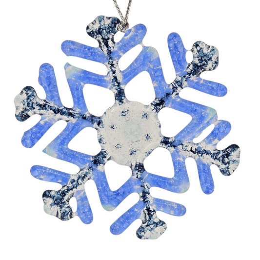 Blue Fused Glass Snowflake Ornament