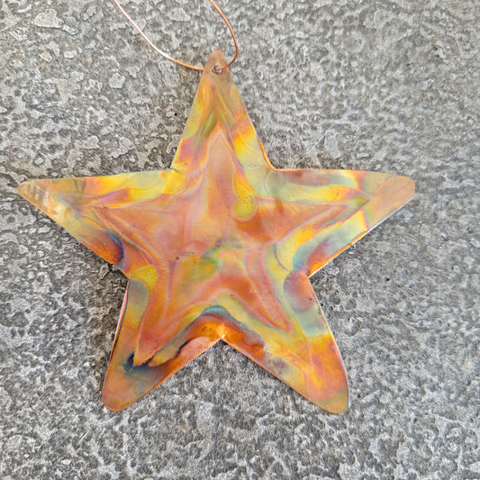 Handmade Flame Painted Star Ornament