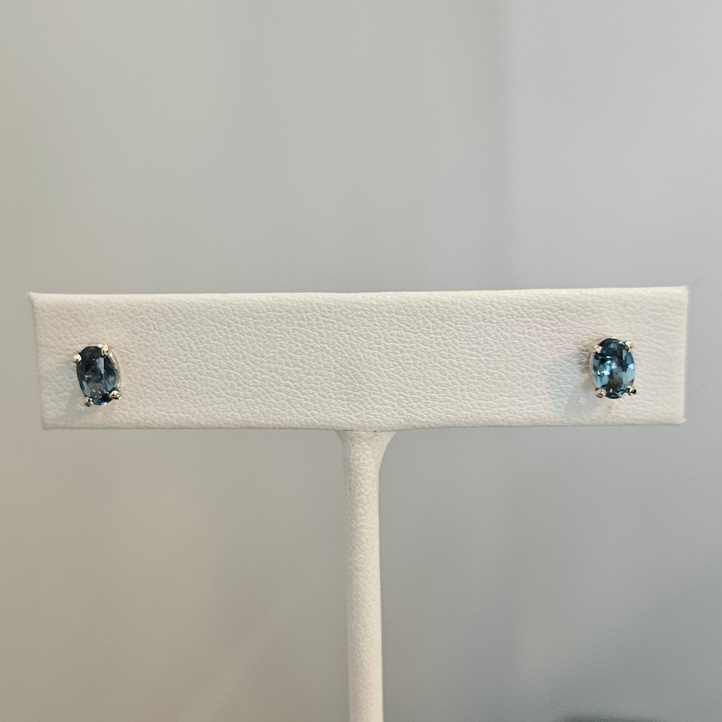 Oval Blue Topaz Stud Earrings