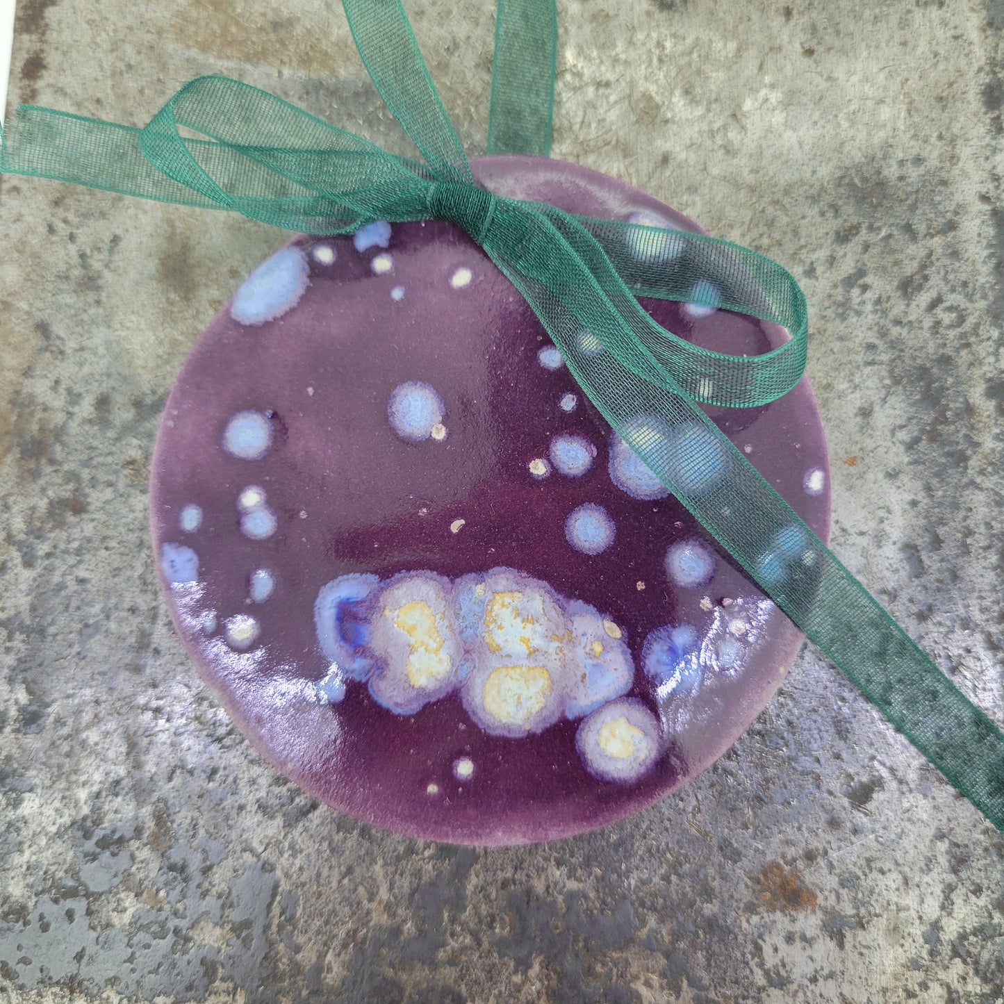 Handmade purple speckle ornament