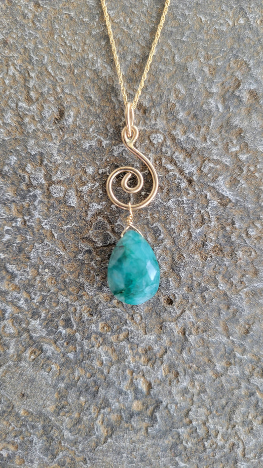 Handmade Emerald Briolette Pendant