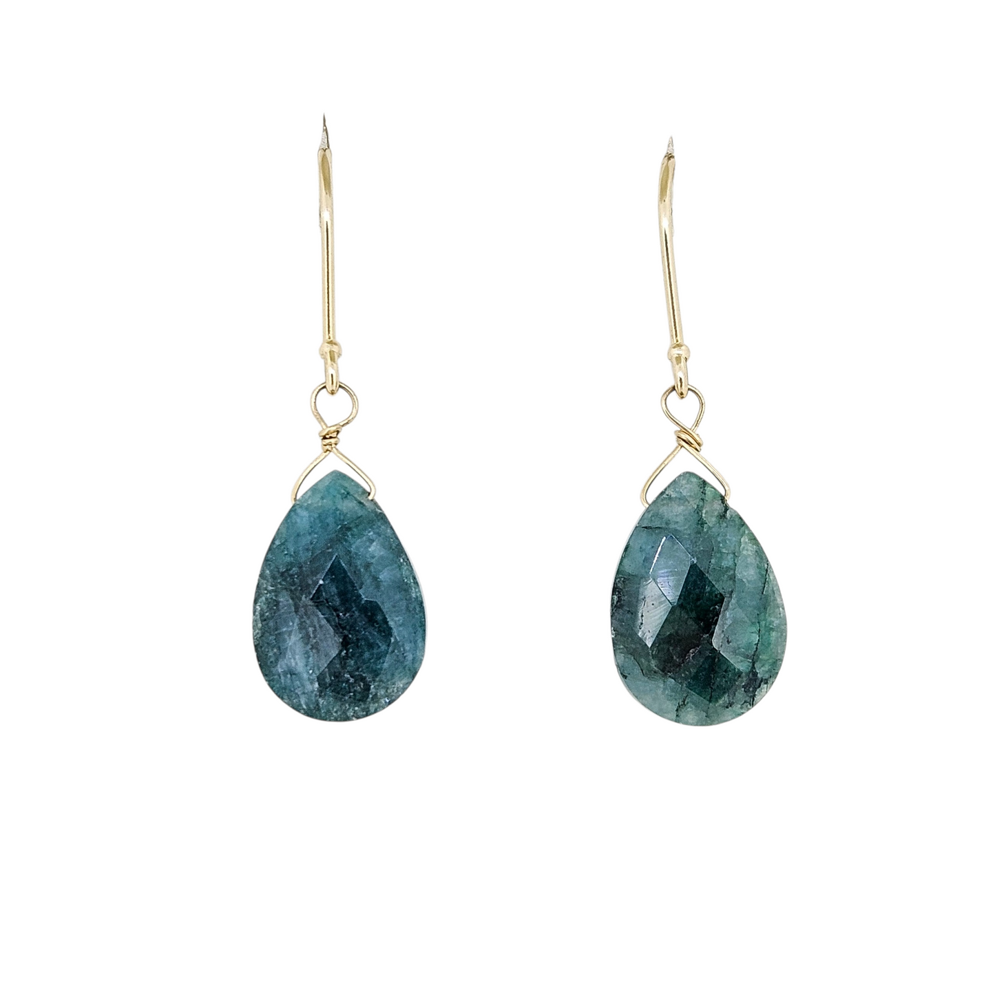 Handmade Emerald Briolette Earrings