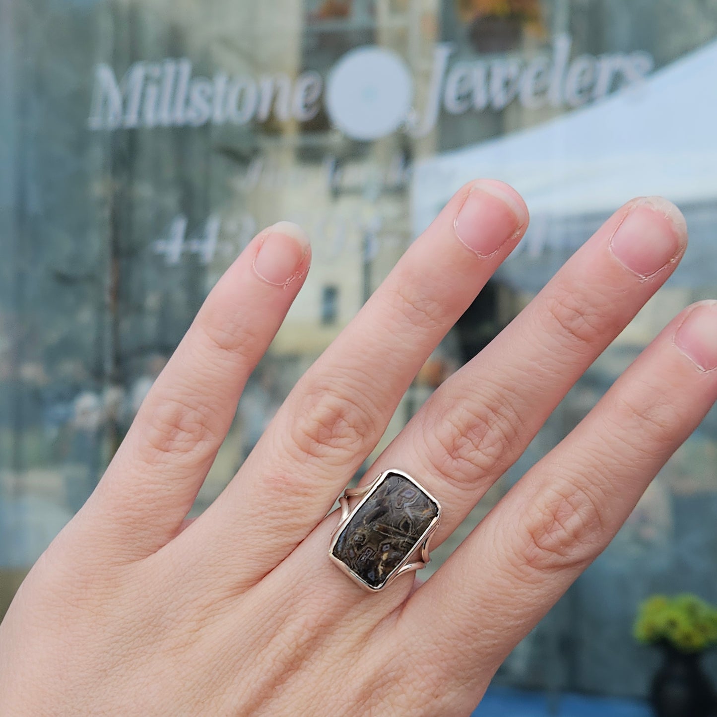 Handmade Tube Agate Sterling Ring