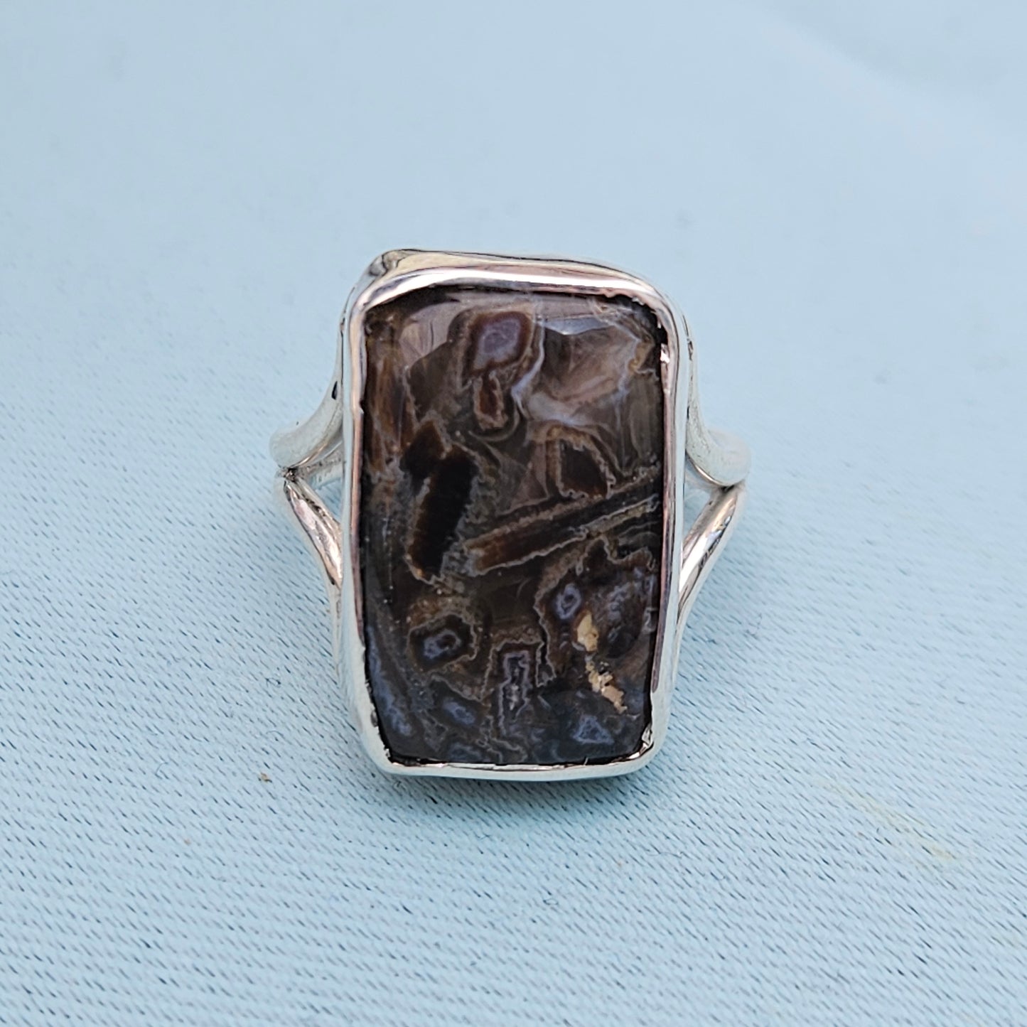 Handmade Tube Agate Sterling Ring