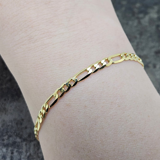 14k Figaro Bracelet 7"