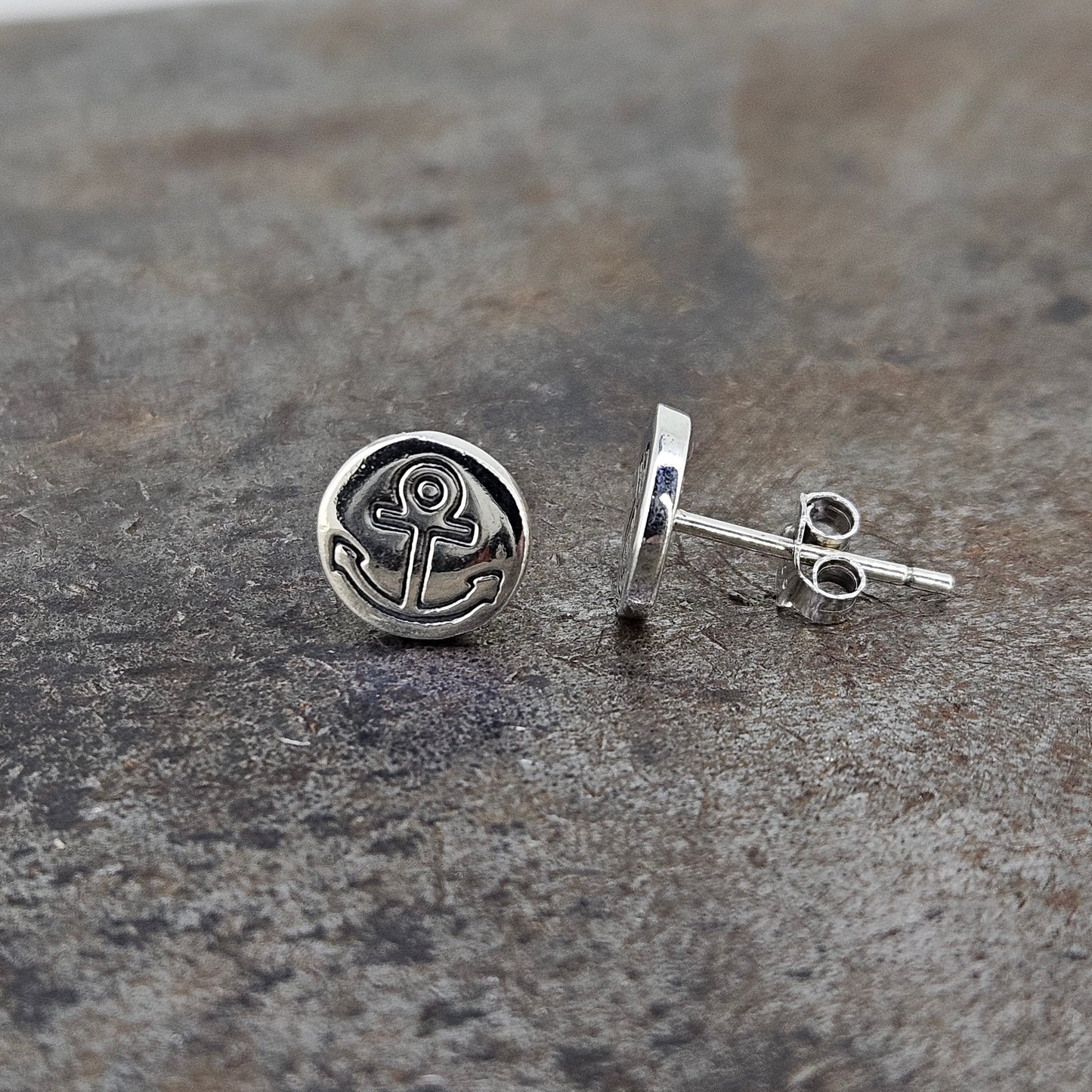 Sterling Anchor Stud Earrings