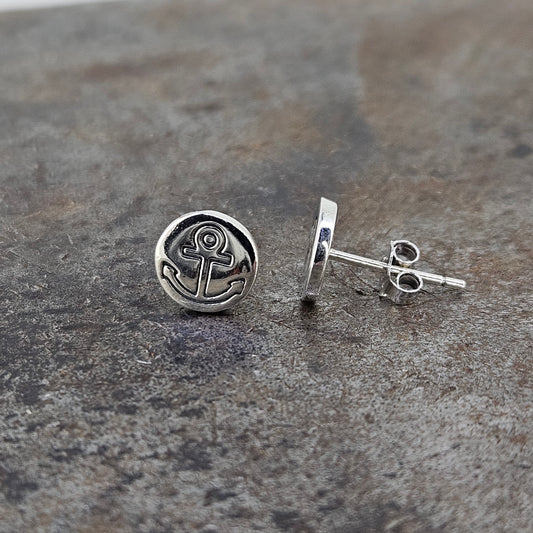 Sterling Anchor Stud Earrings