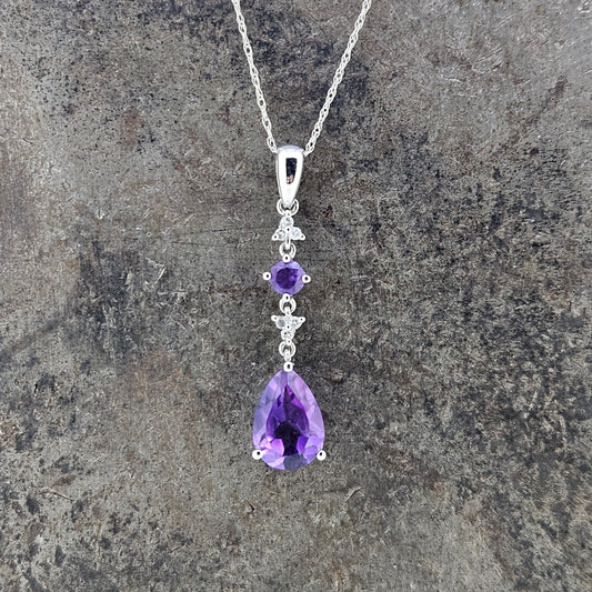 14k Amethyst and Diamond Necklace