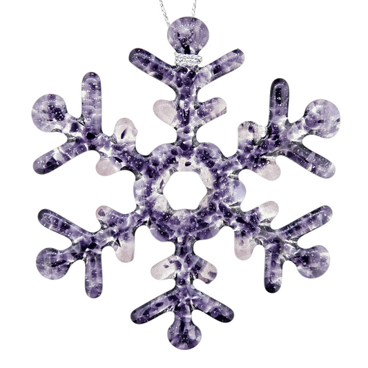 Purple Fused Glass Snowflake Ornament