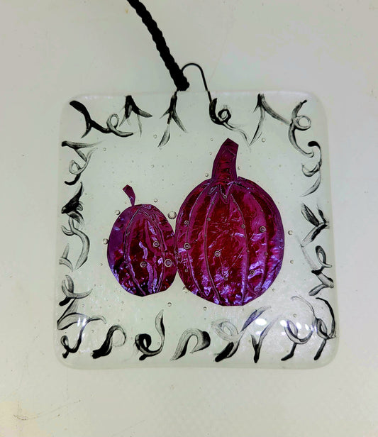 Fused Glass and Copper Pumpkin Hanging
