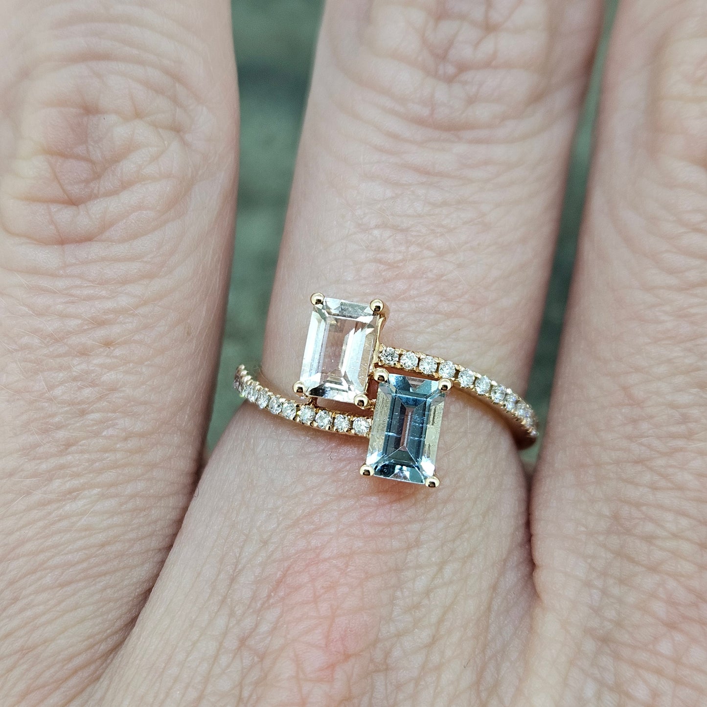 14k Rose Gold Aqua and Morganite Ring
