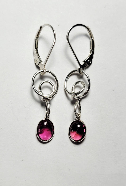 Handmade Sterling Pink Tourmaline Earrings
