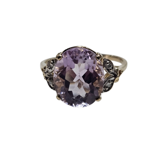 Oval Amethyst Ring with Diamonds