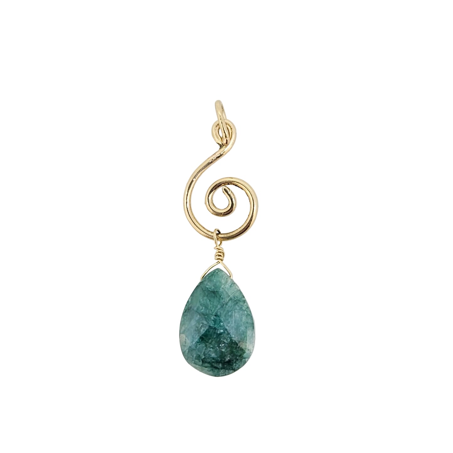 Handmade Emerald Briolette Pendant