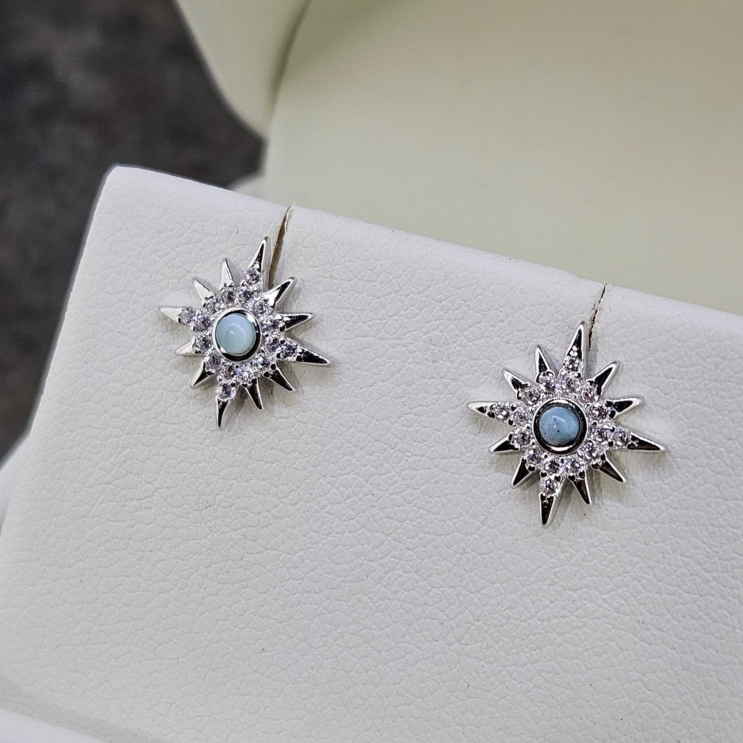 Sterling Larimar Star Earrings