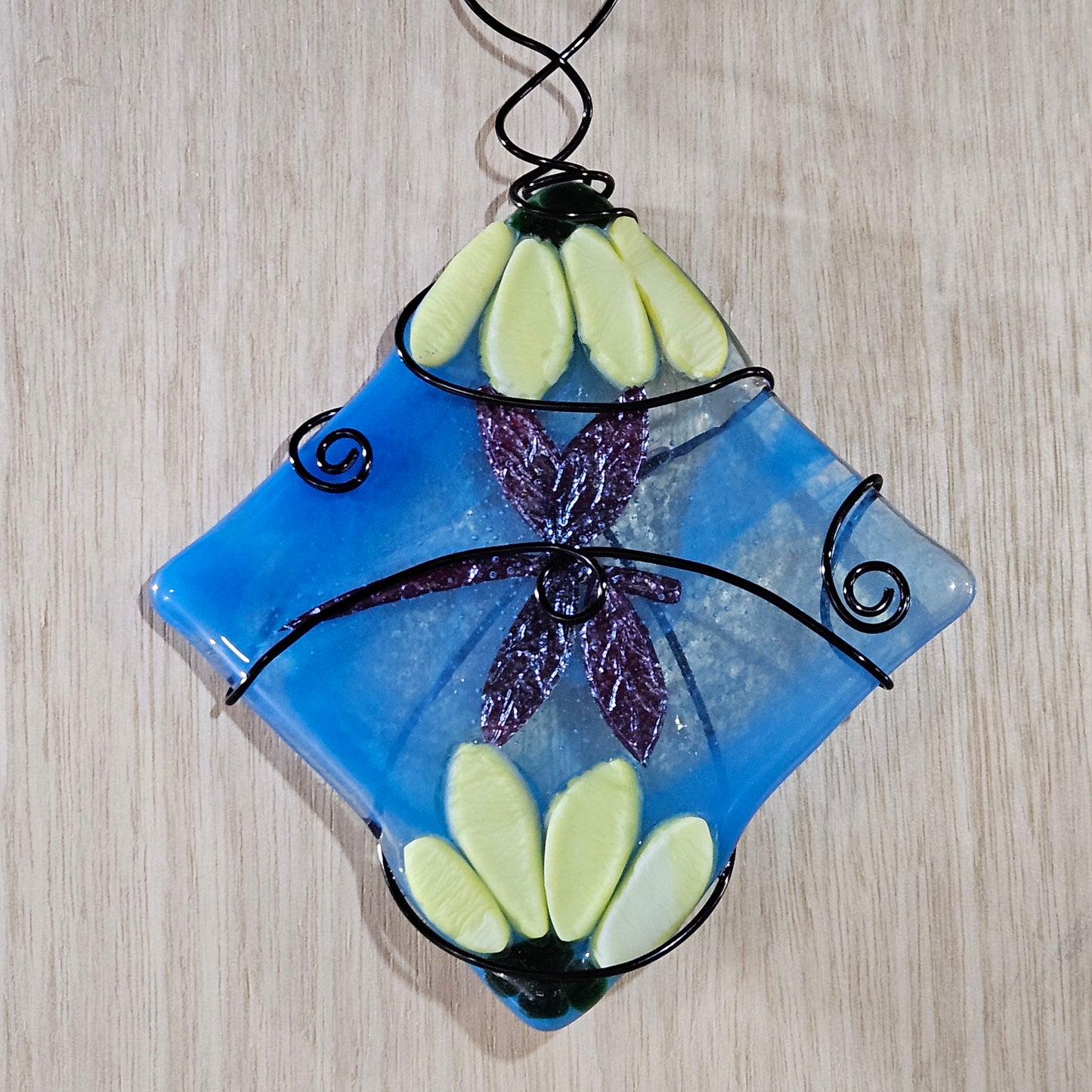 Fused Glass Dragonfly/Sunflower Suncatcher
