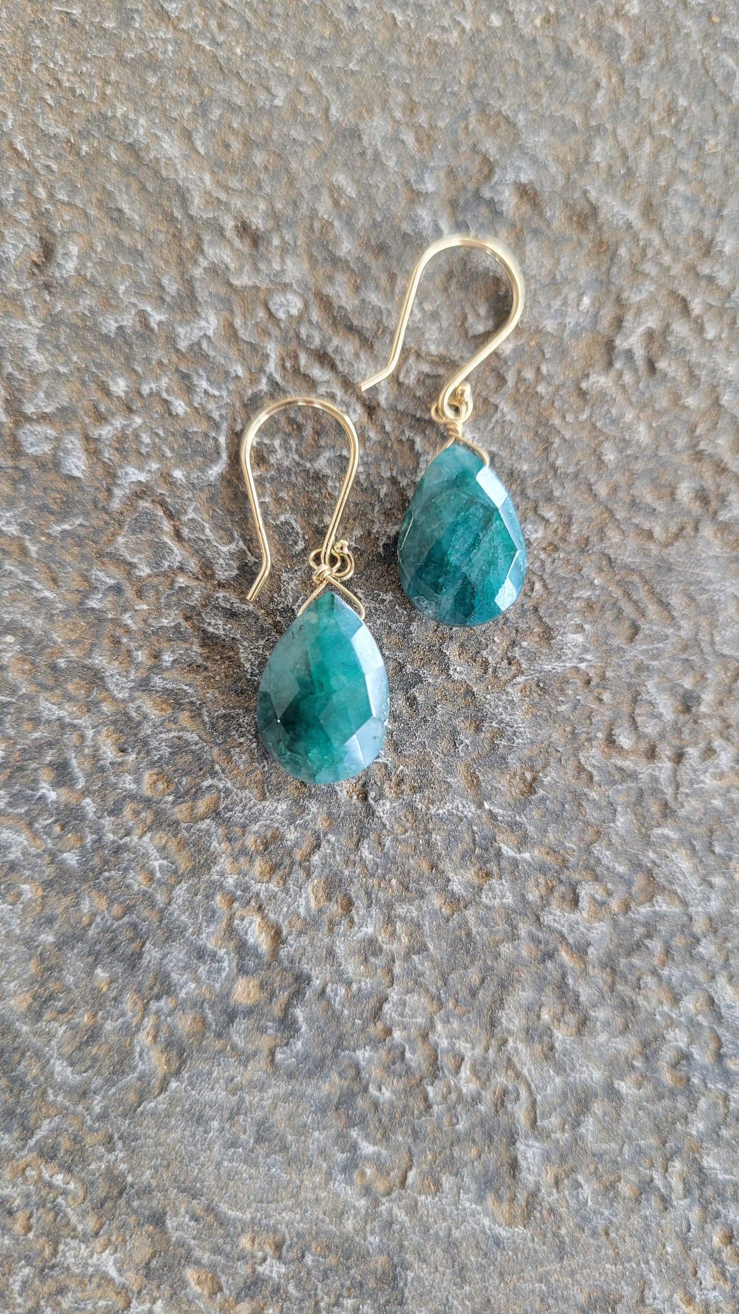 Handmade Emerald Briolette Earrings