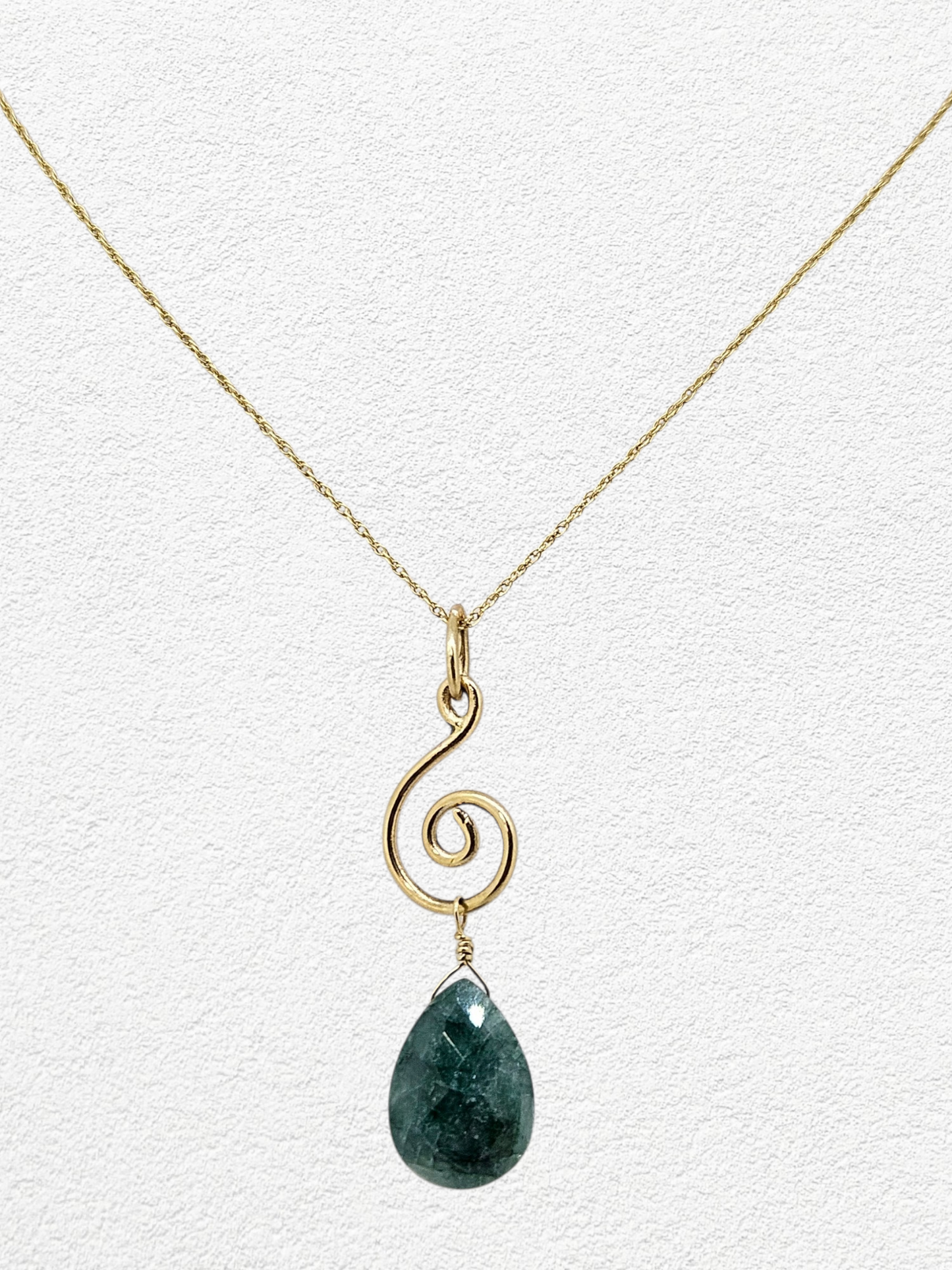 Handmade Emerald Briolette Pendant