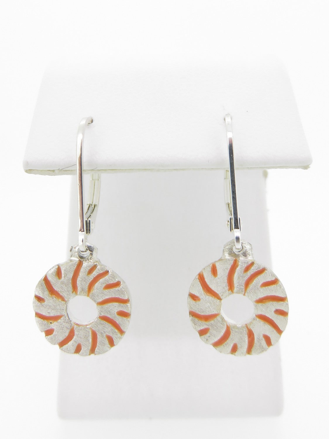 Small Millstone Earrings with Orange