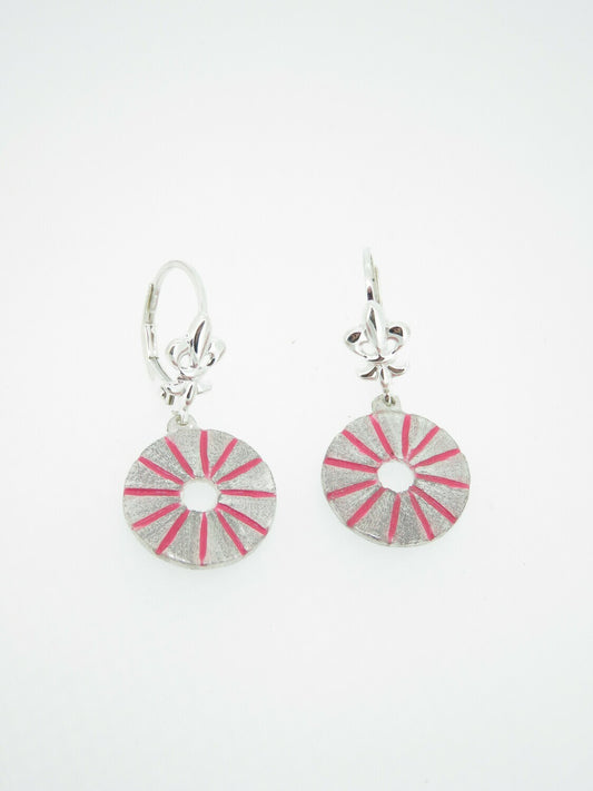 Millstone Earrings with Pink