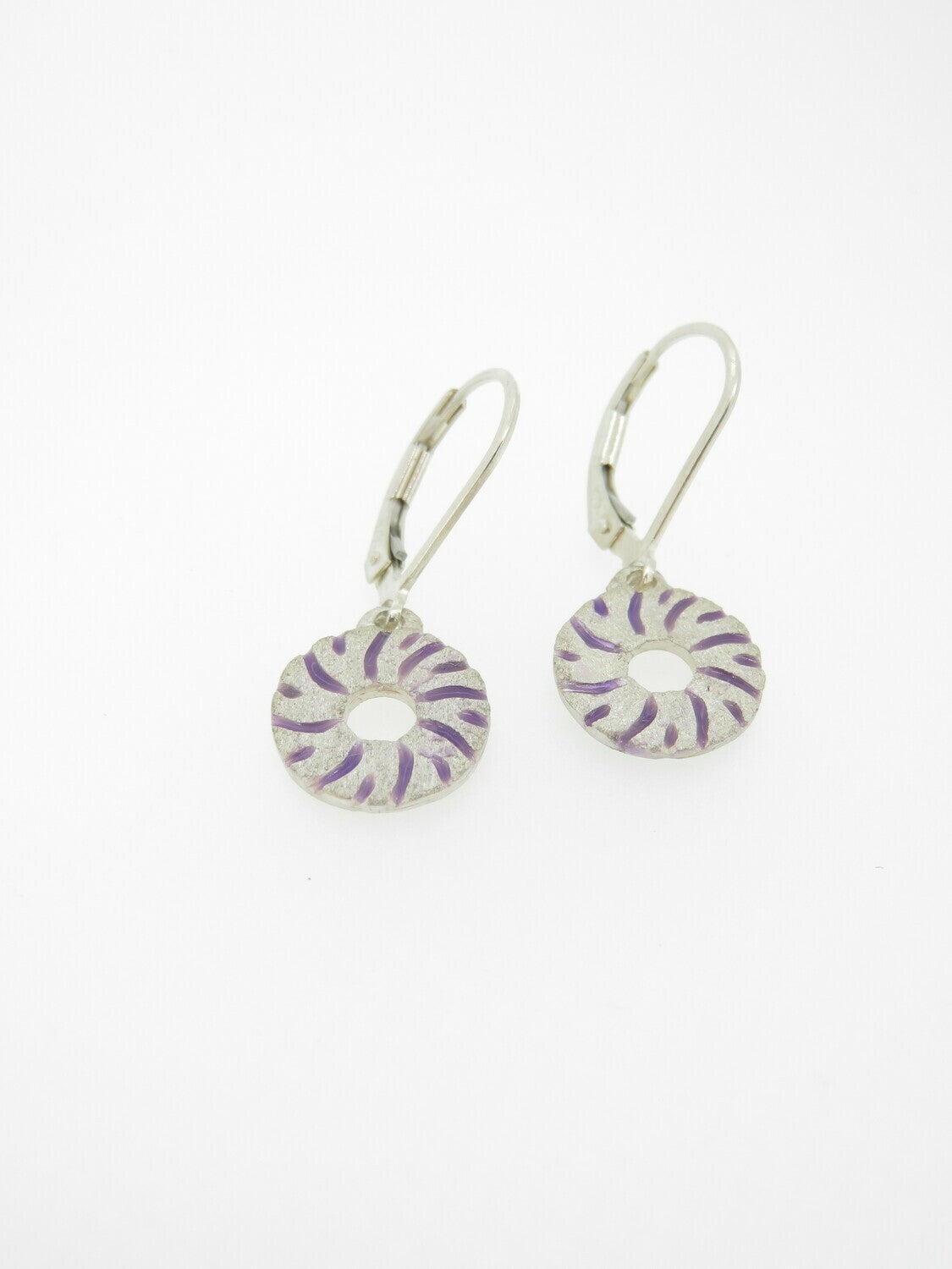 Small Millstone Earrings with Purple