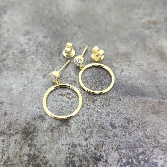 Circle Diamond Dangle Earrings