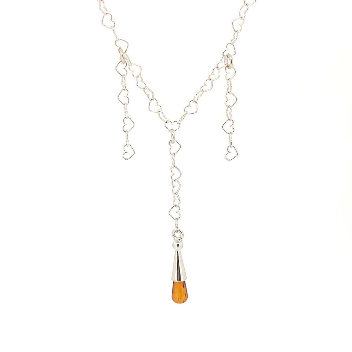 Amber Heart Dangle Necklace