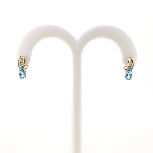 Blue Topaz and Diamond Stud Earrings