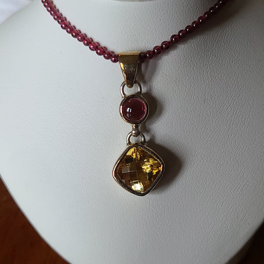 Citrine and Pink Tourmaline Pendant (Pendant Only)