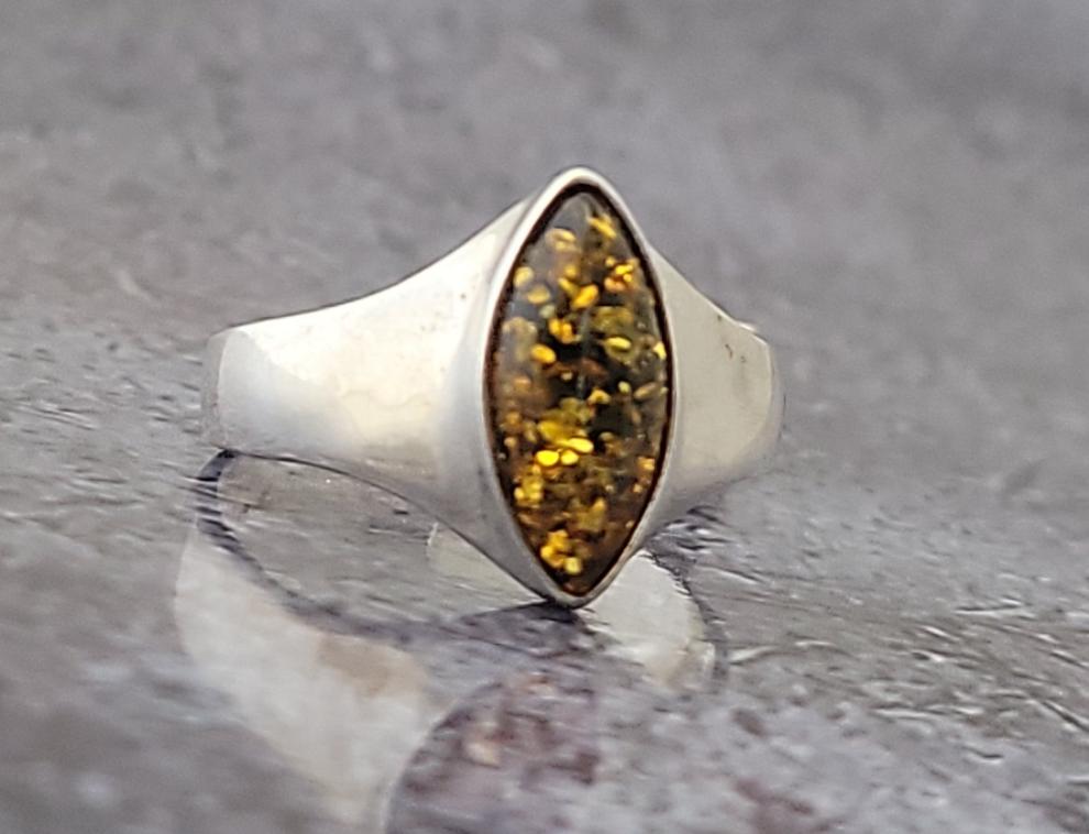 Silver and Amber Ring