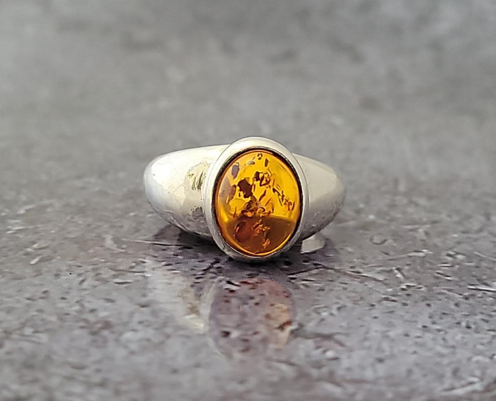 Sterling and Amber Ring