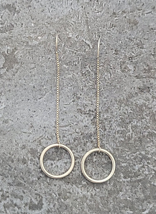Sterling Circle Threader Earrings