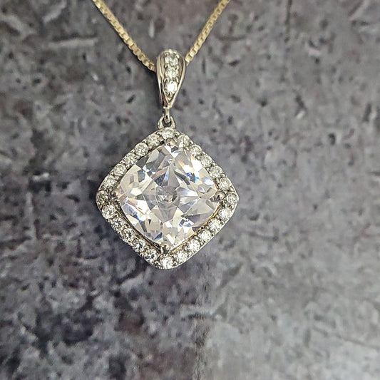 Sterling Square CZ Pendant