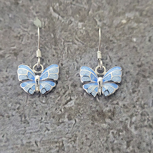 Silver Blue Butterfly Earrings