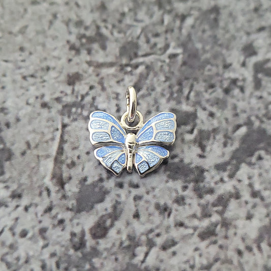 Silver Enameled Butterfly Charm