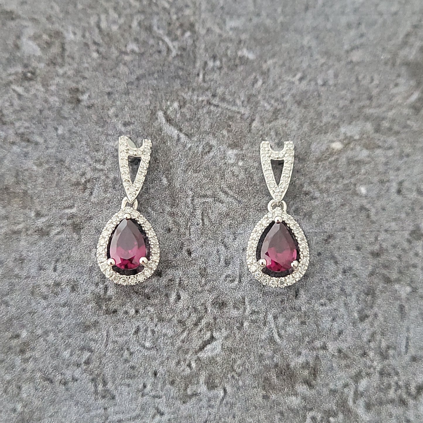 Rhodolite Garnet and Diamond Earrings