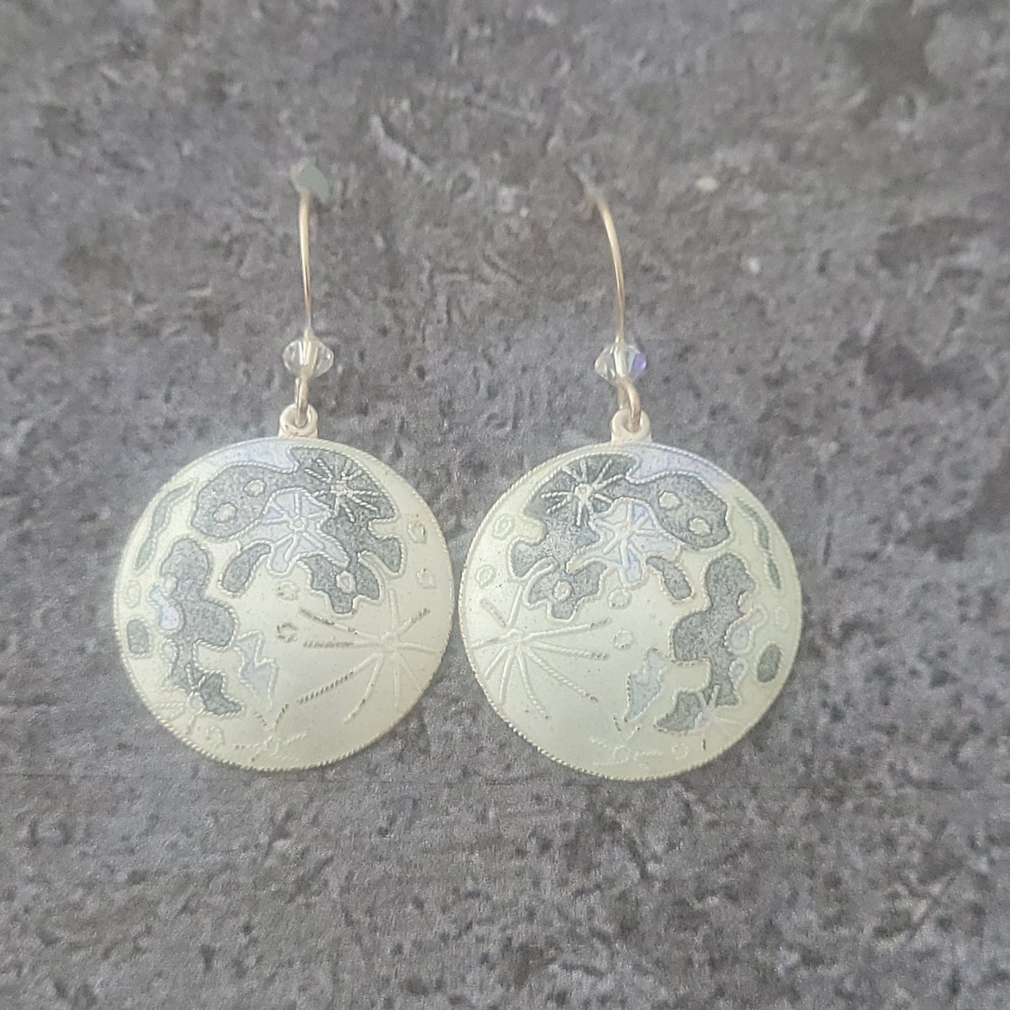 Sterling Enameled Moon Earrings
