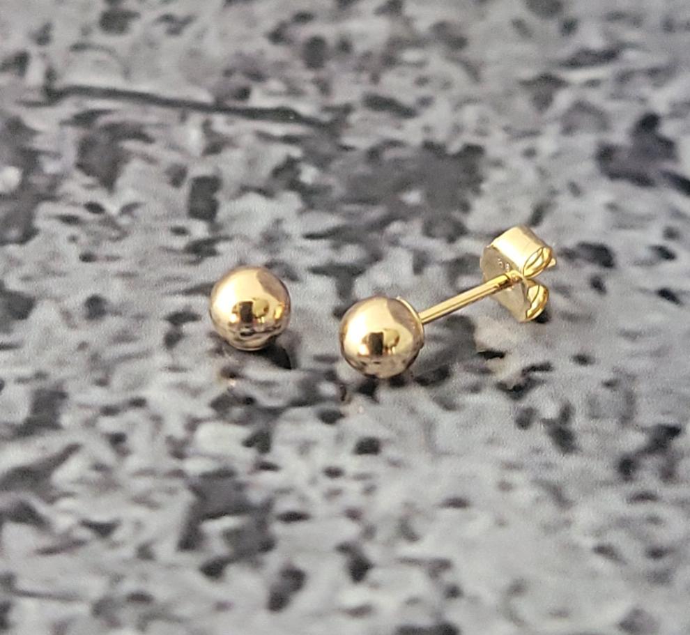 4mm 14k Ball Earrings. $30.00